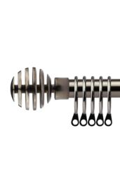 New Edge Blinds 16-19mm Geneva Extendable Durable Metal Curtain Pole Set in Charcoal - Size: 120 cm - 210 cm - thumbnail 1