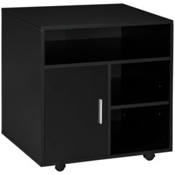 HOMCOM Multi-Storage Printer Unit Office Organisation w/ 5 Compartments in Black - thumbnail 2