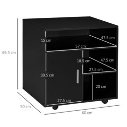 HOMCOM Multi-Storage Printer Unit Office Organisation w/ 5 Compartments in Black - thumbnail 3