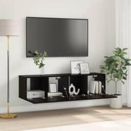 Berkfield Home TV Cabinet Set Black Oak Engineered wood Small TV Cabinet - thumbnail 2