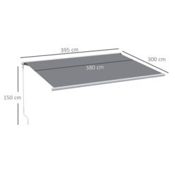 OUTSUNNY 4x3m Full Cassette Electric Retractable Awning for Patio Door Window in Grey - thumbnail 3