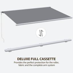 OUTSUNNY 4x3m Full Cassette Electric Retractable Awning for Patio Door Window in Grey - thumbnail 6