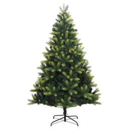 Berkfield Home Beautiful Artificial Hinged Christmas Tree with Stand 210 cm in Green - thumbnail 3