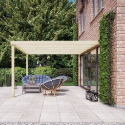 Rutland County Garden Furniture Ltd Wall Mounted Box Pergola - Wood - L240 x W420 x H270 cm - Rustic Brown in Light Green - thumbnail 2