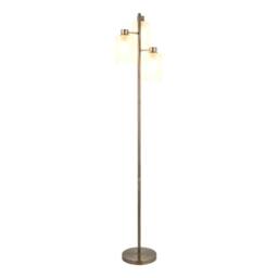 First Choice Lighting Panton - Antique Brass 150cm Floor Lamp with Frosted Glass Shades in Bronze - thumbnail 2