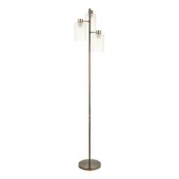 First Choice Lighting Panton - Antique Brass 150cm Floor Lamp with Frosted Glass Shades in Bronze