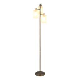 First Choice Lighting Panton - Antique Brass 150cm Floor Lamp with Frosted Glass Shades in Bronze - thumbnail 3
