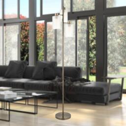 First Choice Lighting Panton - Antique Brass 150cm Floor Lamp with Frosted Glass Shades in Bronze - thumbnail 5