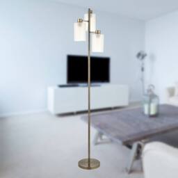 First Choice Lighting Panton - Antique Brass 150cm Floor Lamp with Frosted Glass Shades in Bronze - thumbnail 6