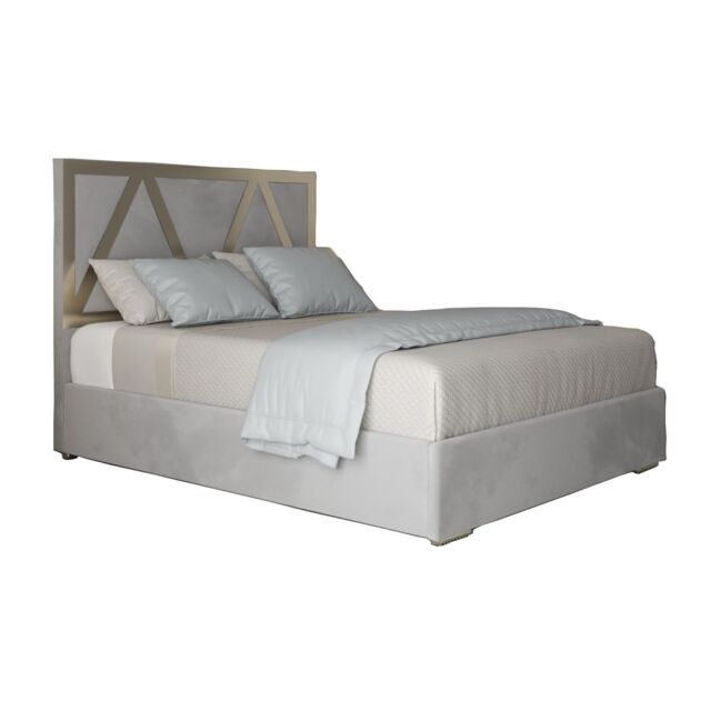 KDMD Belgrave Upholstered Soft Velvet Metal Designer Bed Frame in Grey - Size: Small Double - image 1