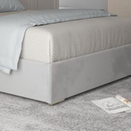 KDMD Belgrave Upholstered Soft Velvet Metal Designer Bed Frame in Grey - Size: Small Double - thumbnail 5
