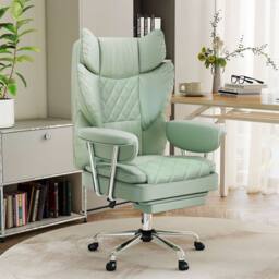 Levede Office Desk Chair Big & Tall for Heavy People with Footrest PU in Green - thumbnail 2