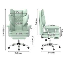 Levede Office Desk Chair Big & Tall for Heavy People with Footrest PU in Green - thumbnail 4