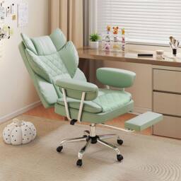 Levede Office Desk Chair Big & Tall for Heavy People with Footrest PU in Green - thumbnail 3