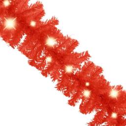 Berkfield Home Christmas Garland with LED Lights 10 m Red - thumbnail 4