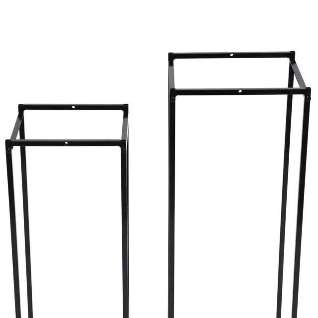 VOGREX Set of 2 Black Metal Tall Rectangular Planters With Stand - image 1