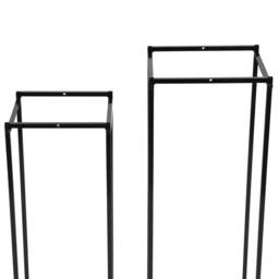VOGREX Set of 2 Black Metal Tall Rectangular Planters With Stand - thumbnail 1