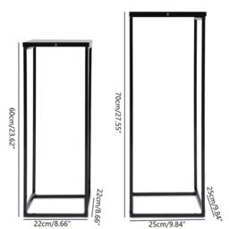 VOGREX Set of 2 Black Metal Tall Rectangular Planters With Stand - thumbnail 2