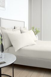 Bianca '200 Thread Count Cotton Percale' Standard Pillowcase Pair in Cream - thumbnail 4