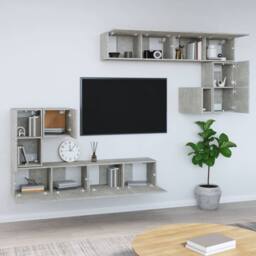 Berkfield Home Classic Wall-mounted TV Cabinet Concrete Grey Engineered Wood - thumbnail 1