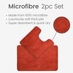 Allure Bath Fashions Deep Pile Microfibre Non Slip Bath Mat Set in Terracotta - thumbnail 5