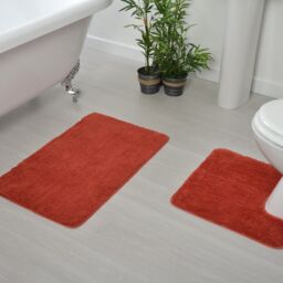 Allure Bath Fashions Deep Pile Microfibre Non Slip Bath Mat Set in Terracotta - thumbnail 2