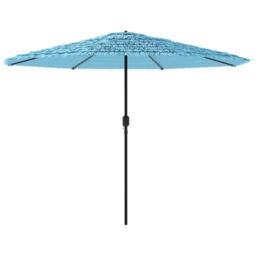 Berkfield Home Garden Parasol with Steel Pole Blue 388x388x248 cm - Size: 388 x 388 x 248 cm - thumbnail 5