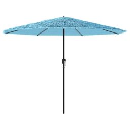 Berkfield Home Garden Parasol with Steel Pole Blue 388x388x248 cm - Size: 388 x 388 x 248 cm - thumbnail 2