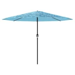Berkfield Home Garden Parasol with Steel Pole Blue 388x388x248 cm - Size: 388 x 388 x 248 cm - thumbnail 3