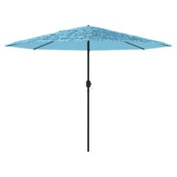 Berkfield Home Garden Parasol with Steel Pole Blue 388x388x248 cm - Size: 388 x 388 x 248 cm - thumbnail 4