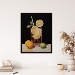 "Wee Blue Coo Wall Art Print Long Island Iced Tea Refreshing Cocktail Drink Kitchen Realistic Oil Painting Art Framed in Black - Size: W12"" x H16""" - thumbnail 4