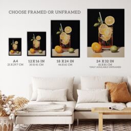 "Wee Blue Coo Wall Art Print Long Island Iced Tea Refreshing Cocktail Drink Kitchen Realistic Oil Painting Art Framed in Black - Size: W12"" x H16""" - thumbnail 3
