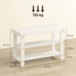 Wyld Haus Riyo White Bamboo 2 Tier Shoe Storage Bench - thumbnail 3