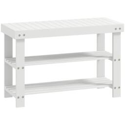 Wyld Haus Riyo White Bamboo 2 Tier Shoe Storage Bench - thumbnail 2