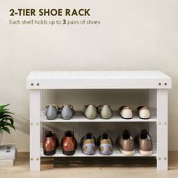 Wyld Haus Riyo White Bamboo 2 Tier Shoe Storage Bench - thumbnail 4