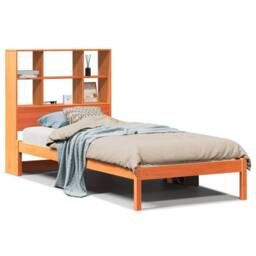 Berkfield Home Bookcase Bed without Mattress Wax Brown 100x200 cm Solid Wood Pine - thumbnail 1