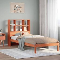 Berkfield Home Bookcase Bed without Mattress Wax Brown 100x200 cm Solid Wood Pine - thumbnail 2