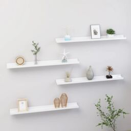 Berkfield Home Wall Shelves 4 pcs High Gloss White 80x9x3 cm - Size: 80 x 9 x 3 cm