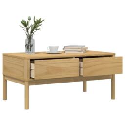 Berkfield Home Coffee Table FLORO Wax Brown 99x55.5x45 cm Solid Pine Wood in Natural - thumbnail 4