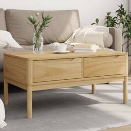 Berkfield Home Coffee Table FLORO Wax Brown 99x55.5x45 cm Solid Pine Wood in Natural - thumbnail 2