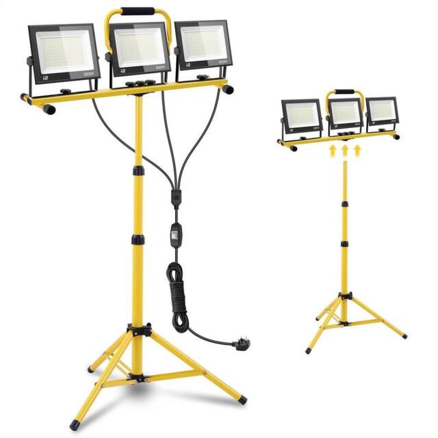 SPETLEK 300W LED Work Light 3 Heads Tripod Site Light in Yellow - image 1