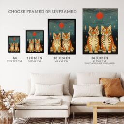 "Wee Blue Coo Wall Art Print Tiger Twins Tea Party Cute Animal Cubs Living Room Framed - Size: W12"" x H16""" - thumbnail 3