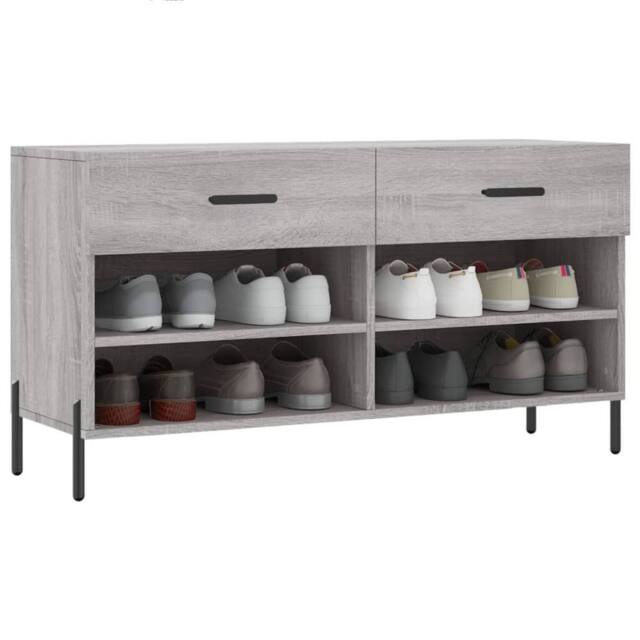 Berkfield Home Shoe Bench Grey Sonoma 102x35x55 cm Engineered Wood - Size: 102 x 35 x 55 cm - image 1