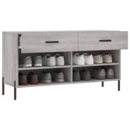Berkfield Home Shoe Bench Grey Sonoma 102x35x55 cm Engineered Wood - Size: 102 x 35 x 55 cm - thumbnail 4