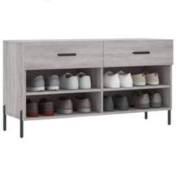 Berkfield Home Shoe Bench Grey Sonoma 102x35x55 cm Engineered Wood - Size: 102 x 35 x 55 cm - thumbnail 1