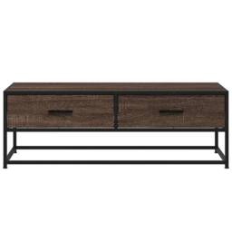 Berkfield Home Durable Coffee Table Brown Oak 100x50x35 cm Engineered Wood & Metal - Size: 100 x 50 x 35 cm - thumbnail 5