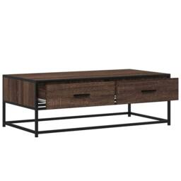 Berkfield Home Durable Coffee Table Brown Oak 100x50x35 cm Engineered Wood & Metal - Size: 100 x 50 x 35 cm - thumbnail 8