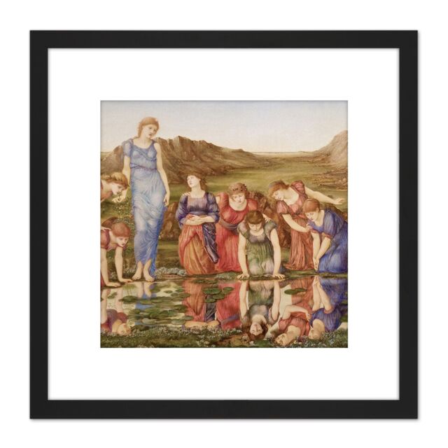 Artery8 Burne Jones The Mirror Of Venus Painting 8X8 Inch Square Wooden Framed Wall Art Print Picture with Mount in Black - image 1