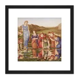 Artery8 Burne Jones The Mirror Of Venus Painting 8X8 Inch Square Wooden Framed Wall Art Print Picture with Mount in Black - thumbnail 1