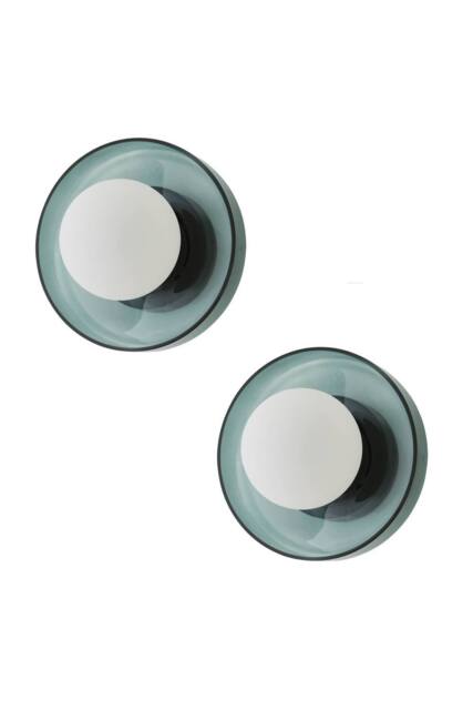 ValueLights Newbury Pair of Glass with Globe Shades IP44 Bathroom Wall Lights in Jade - image 1